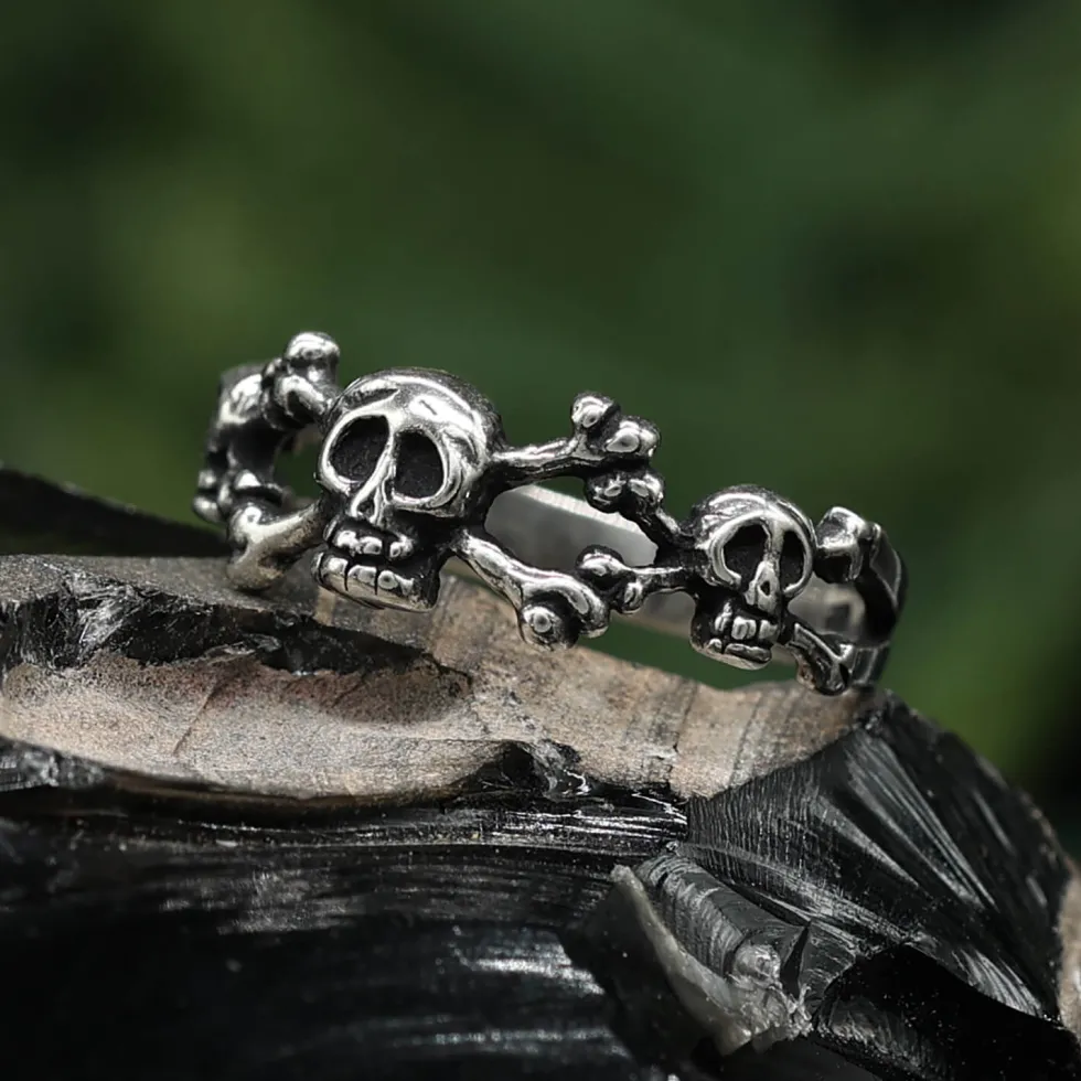 Crossbone Ring Totenkopf Gothic Schmuck 925 Silber