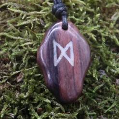 Dagaz Anhänger Rune Holz Schmuck Kette - älteres Futhark