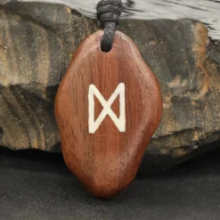 Dagaz Anhänger Rune Holz Schmuck Kette - älteres Futhark
