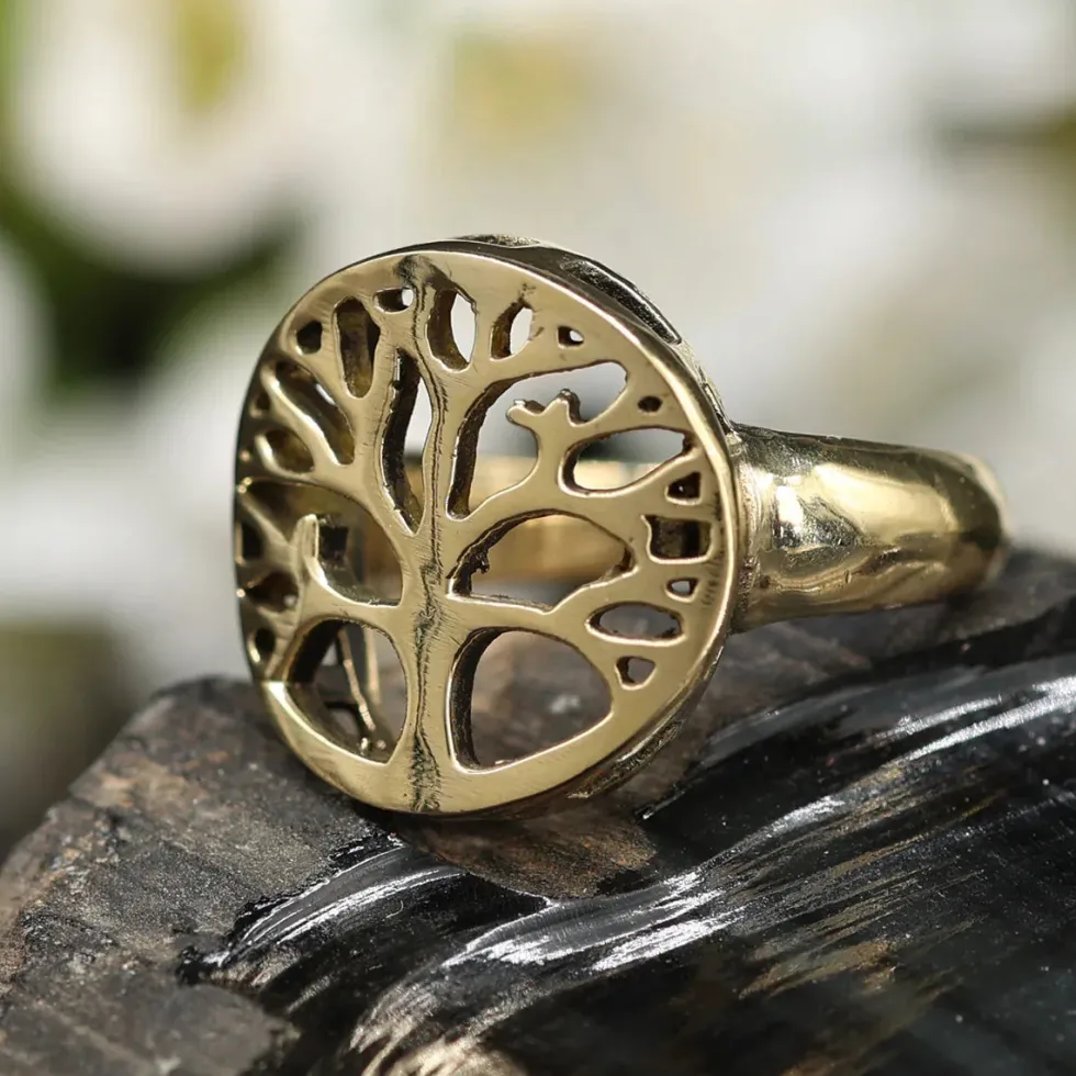 Damen Ring Lebensbaum größenverstellbar Messing Schmuck