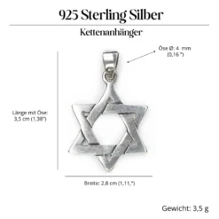 Davidstern Schmuck Kettenanhänger 925 Silberschmuck