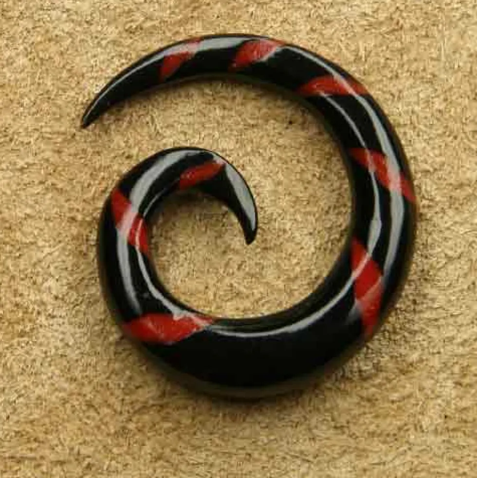 Dehnungsspirale Ohrpiercing Horn rot 2 -14mm