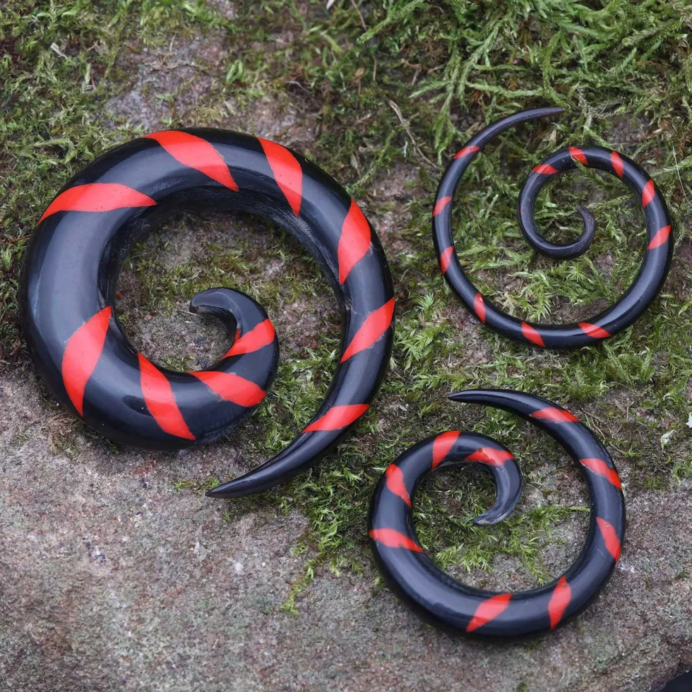 Dehnungsspirale Ohrpiercing Horn rot 2 -14mm