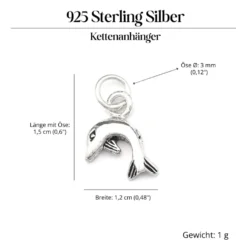 Delfin Anhänger 925 Silber für Creole oder Kette