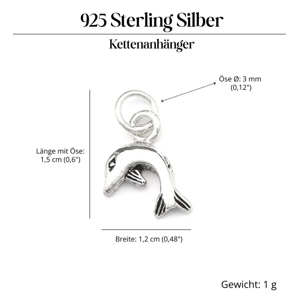 Delfin Anhänger 925 Silber für Creole oder Kette
