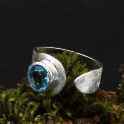 Designer Ring mit blauem Zirkonia Damen Silbering 925 Silber Größenverstellbar