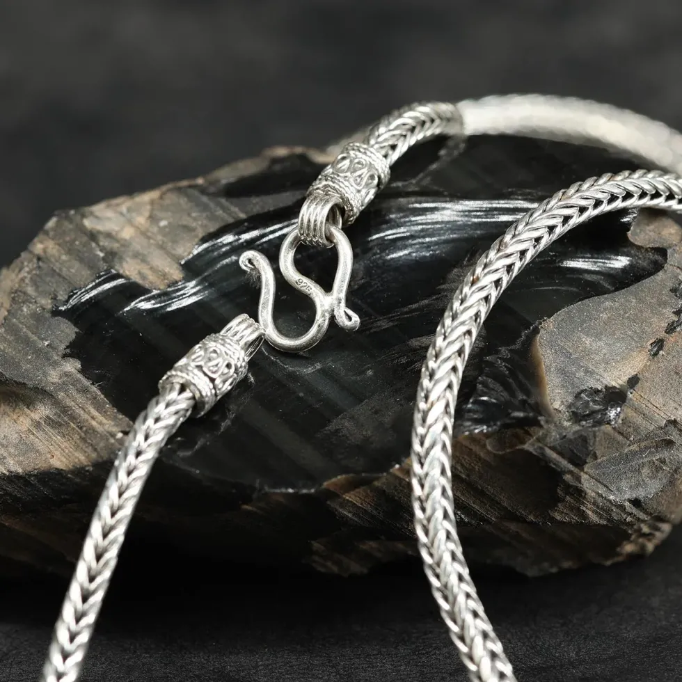Dicke Halskette Wikinger 4mm Stärke Männer Kette aus 925 Silber