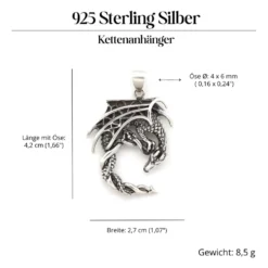 Drache ausgefallen Schmuck Kettenanhänger Silber 925