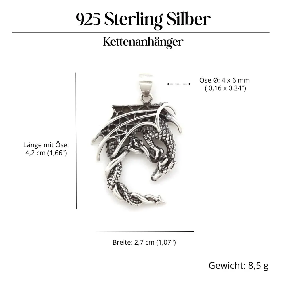 Drache ausgefallen Schmuck Kettenanhänger Silber 925