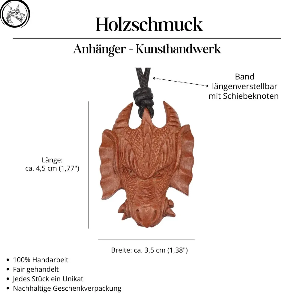 Drache Holzschmuck Anhänger Saboholz