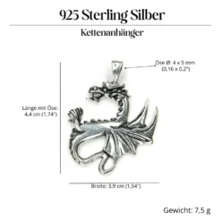Drache keltisch Schmuck 925 Sterlingsilber Kettenanhänger