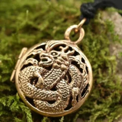 Drache Medaillon Schmuck Anhänger Bronze zum Öffnen