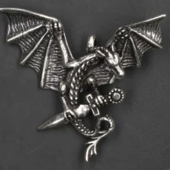 Drache mit Schwert Silberschmuck Anhänger 925 Silber