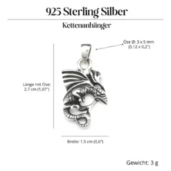 Drache mystisch Schmuck Anhänger 925 Silber Kettenanhänger