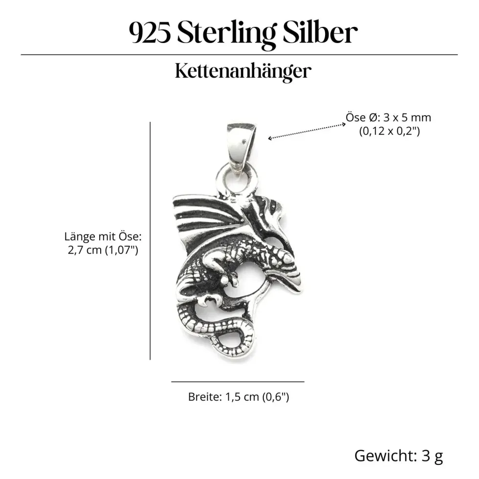 Drache mystisch Schmuck Anhänger 925 Silber Kettenanhänger
