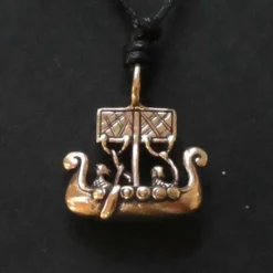 Drachenboot Bronze Schmuck Anhänger Wikingerboot mit Band