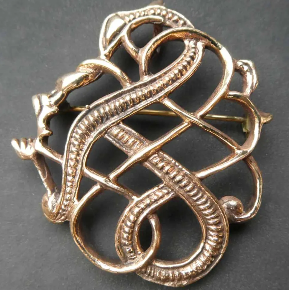 Drachen Brosche Bronze Gewandnadel Schmuck Mittelalter