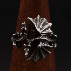 Drachen Ring Schmuck Silber kämpfende Drachen 925 Silber