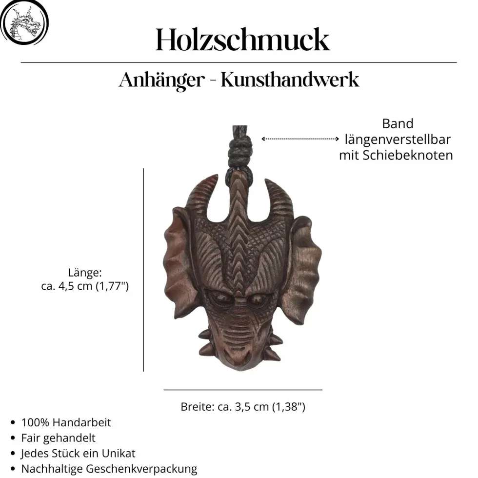 Drachen Schmuck Holzschmuck Anhänger