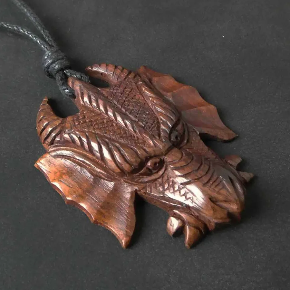 Drachen Schmuck Holzschmuck Anhänger