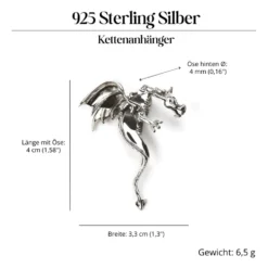 Drachen Schmuck Silber Anhänger 925 Silber