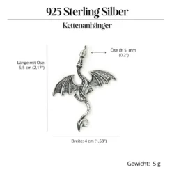 Drache Schmuck Anhänger 925/000 Luftdrache Kettenanhänger