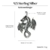 Drache Schmuck Anhänger Silber Luftdrache Kettenanhänger 925 Silber