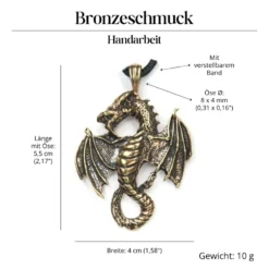 Drache Schmuck Bronze Anhänger Luftdrache