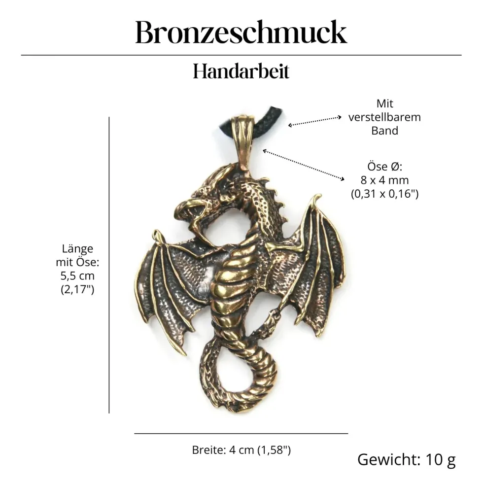 Drache Schmuck Bronze Anhänger Luftdrache