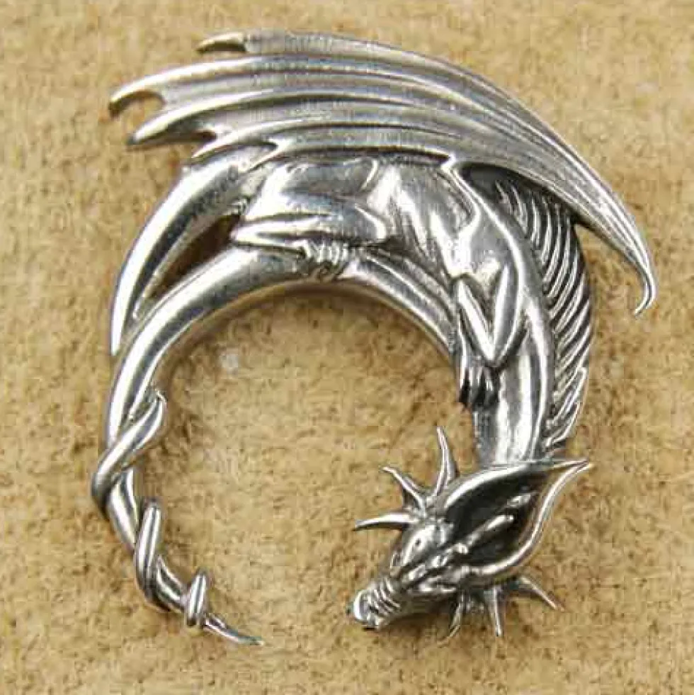 Drache Schmuck edler 925 Silber Kettenanhänger