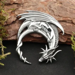 Drache Schmuck edler 925 Silber Kettenanhänger