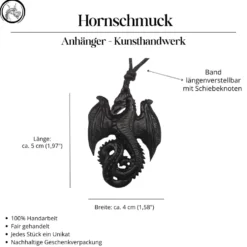 Drache Schmuck Kettenanhänger aus Horn