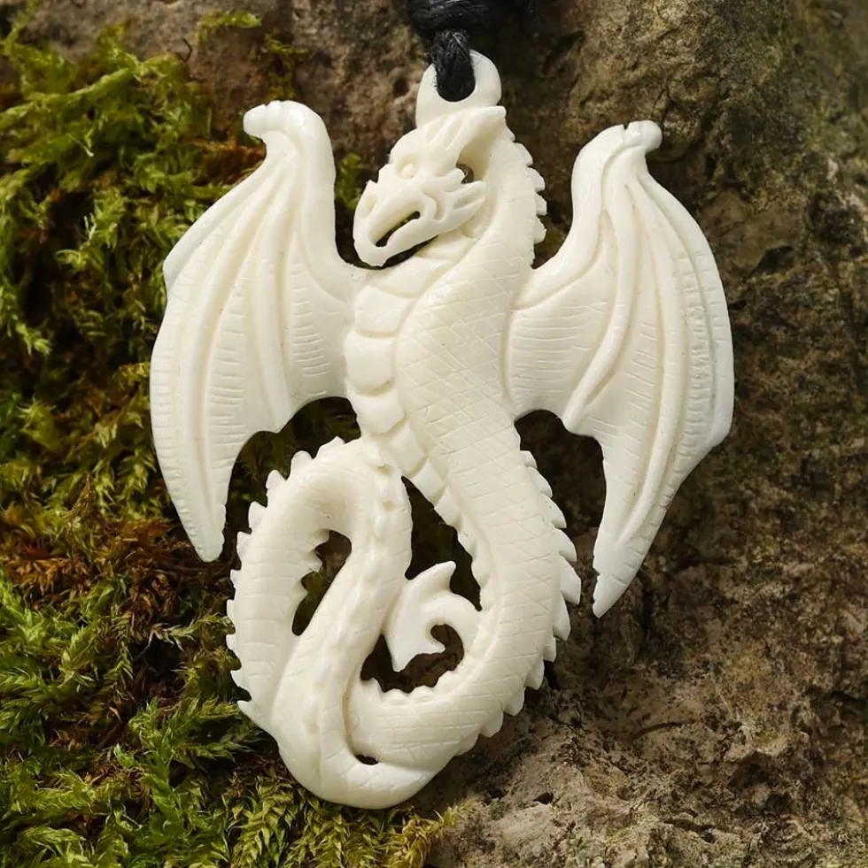 Drache Schmuck Kettenanhänger aus Knochen