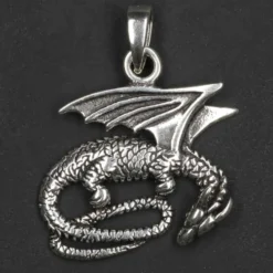 Drache Schmuck Kettenanhänger 925 Silber liegend