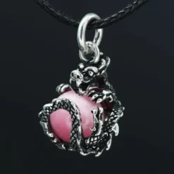 Drache Schmuck mit Kugel drehbar 925 Silber Anhänger