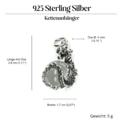 Drache Schmuck mit Kugel drehbar 925 Silber Anhänger