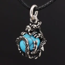 Drache Schmuck mit Kugel drehbar 925 Silber Anhänger