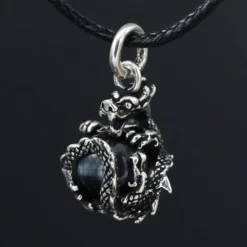 Drache Schmuck mit Kugel drehbar 925 Silber Anhänger