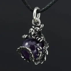 Drache Schmuck mit Kugel drehbar 925 Silber Anhänger