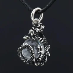 Drache Schmuck mit Kugel drehbar 925 Silber Anhänger