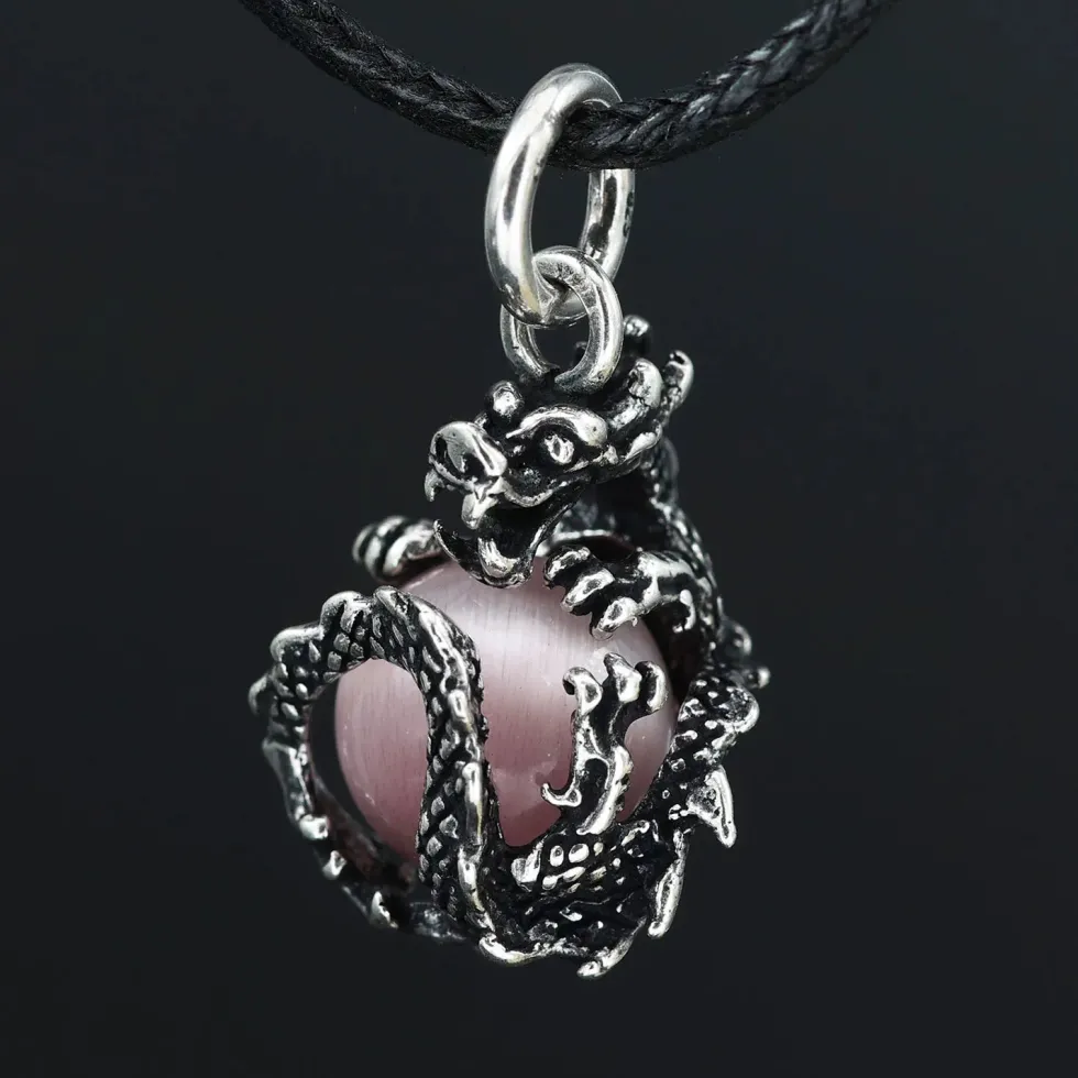 Drache Schmuck mit Kugel drehbar 925 Silber Anhänger