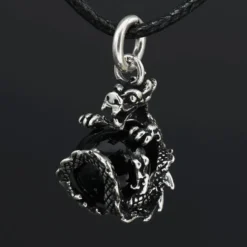 Drache Schmuck mit Kugel drehbar 925 Silber Anhänger