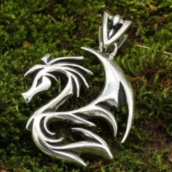 Drache Schmuck Silber Kette Tattoo Stil 925 Silber