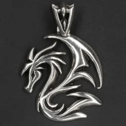 Drache Schmuck Silber Kette Tattoo Stil 925 Silber