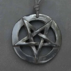 Drudenfuß Hornschmuck Anhänger Pentagramm Kette