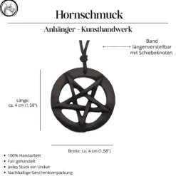 Drudenfuß Hornschmuck Anhänger Pentagramm Kette
