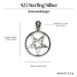 Drudenfuß Schmuck Anhänger 925 Silber Pentagramm