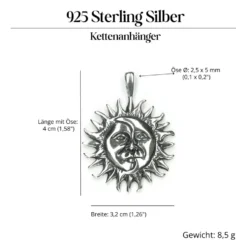 Eclipse Schmuck Anhänger 925 Sterlingsilber Sonnen-Mond Finsternis