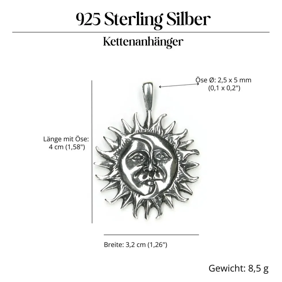 Eclipse Schmuck Anhänger 925 Sterlingsilber Sonnen-Mond Finsternis
