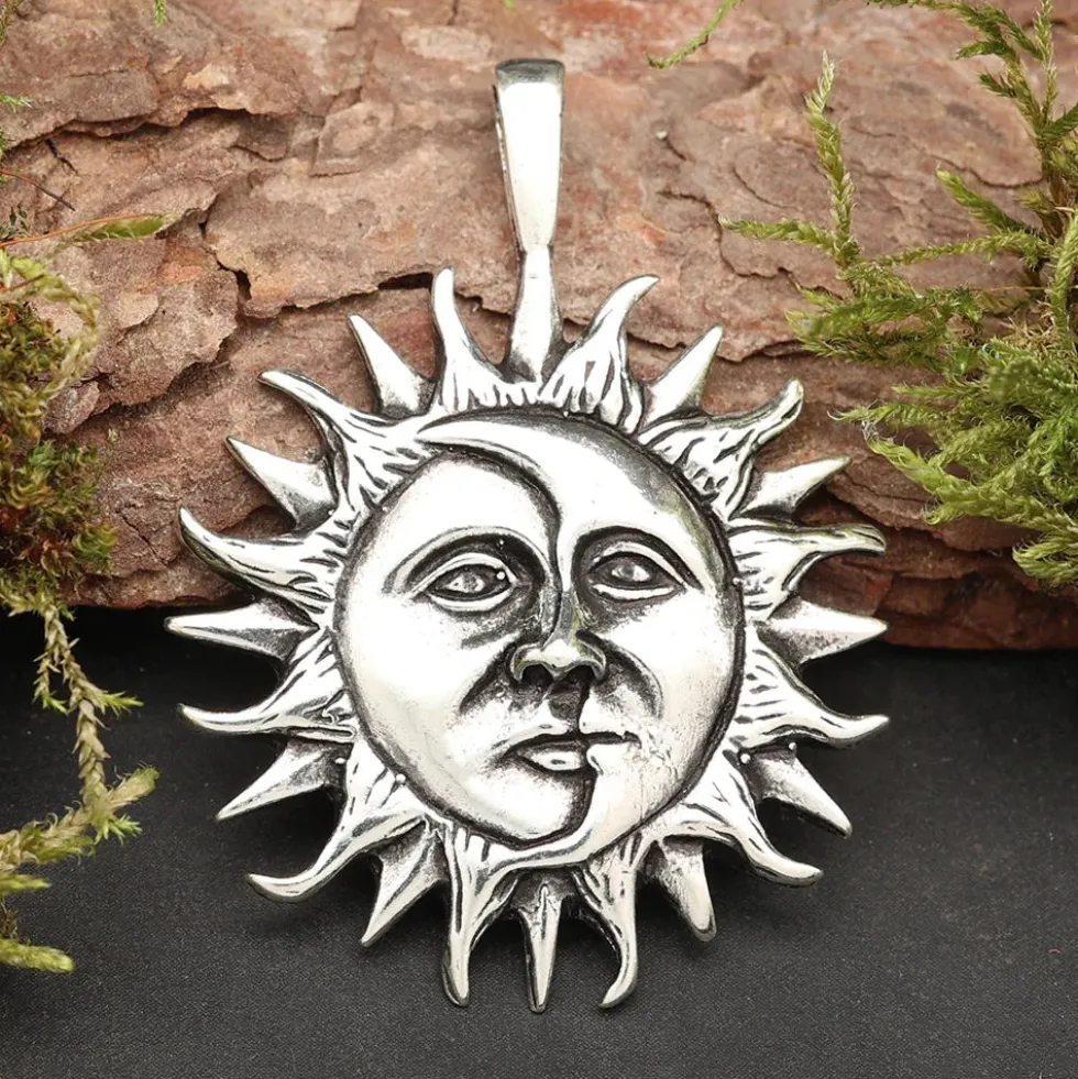 Eclipse Schmuck Anhänger 925 Sterlingsilber Sonnen-Mond Finsternis
